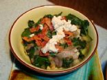 Sauteed Spinach with Red Onions, Bacon and Blue Cheese