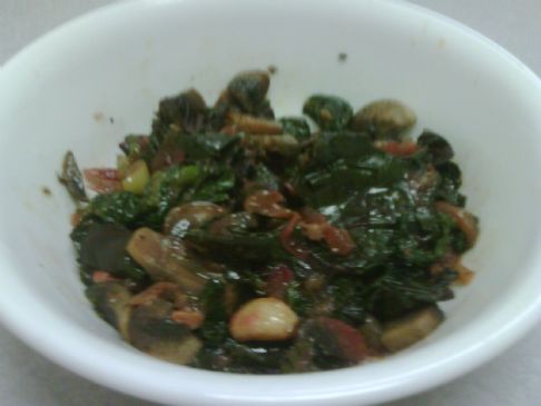 Spinach, Beet Greens and Mushroom Saute'