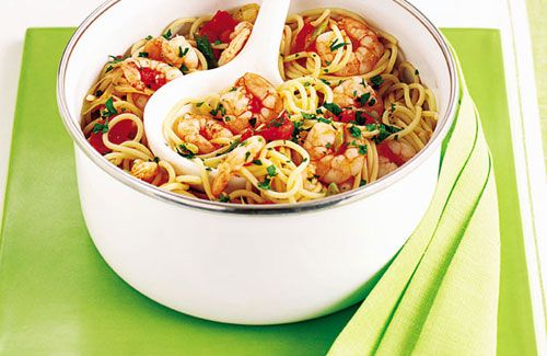 Spaghetti with Prawns & Chilli