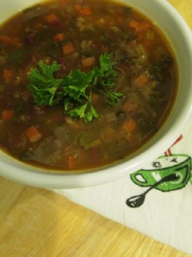 Hearty Vegetable Soup with Brown Rice and Lentils