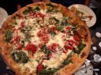 ROASTED GARLIC, SPINACH, AND TOMATO PIZZA