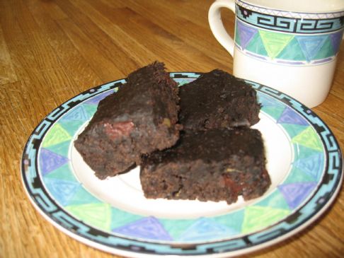 Dark Chocolate Whole Wheat Zucchini Brownies w/ Agave Nectar