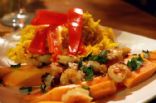 hot and sweet thai shrimp with fresh papaya