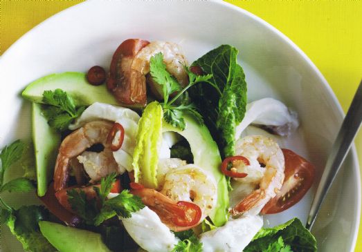 Lime-Cured Snapper with Chilli, Avocado & Prawns