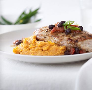 Jamaican Chicken Breast with Mashed Sweet Potatoes