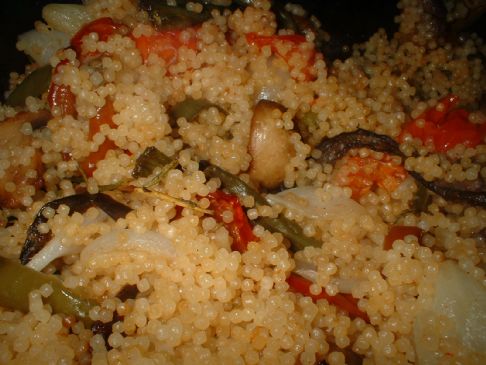 Image of Vegan Roasted Vegetable Cous Cous With  Hummus, Spark Recipes