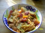 Fish Stew w/beets & broccoli