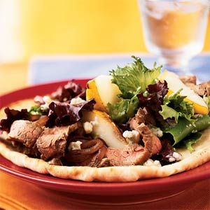 Open-Faced Steak, Pear, and Gorgonzola Sandwich