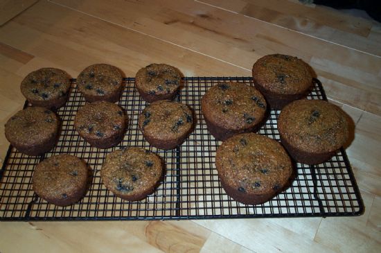 Image of Low-fat, Low-calorie, High-fiber, High-protein Blueberry Bran Muffins, Spark Recipes