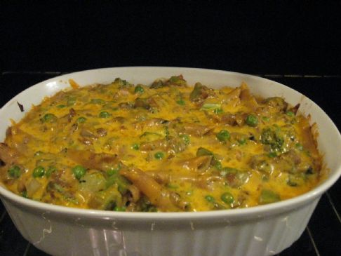 Cheesey Tuna Veggie Casserole (Fiber, Broccoli, Cheese, Vegetable, Whole Wheat Pasta)